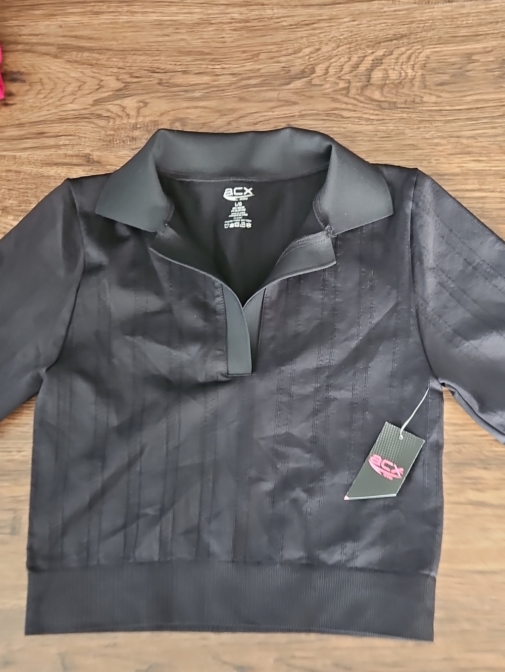 ACX Active Compression Polo Top Black Women's L NWT